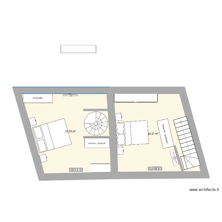 PLANS DUPLEX  CERGY . Plan de 2 pièces et 42 m2