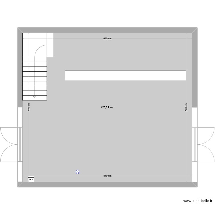 Blue Perry. Plan de 1 pièce et 62 m2