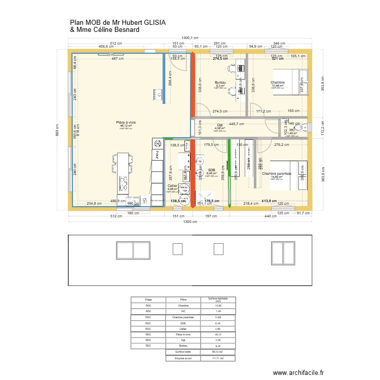 plan électricité. Plan de 8 pièces et 98 m2