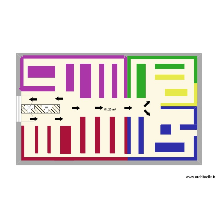 bts. Plan de 1 pièce et 51 m2