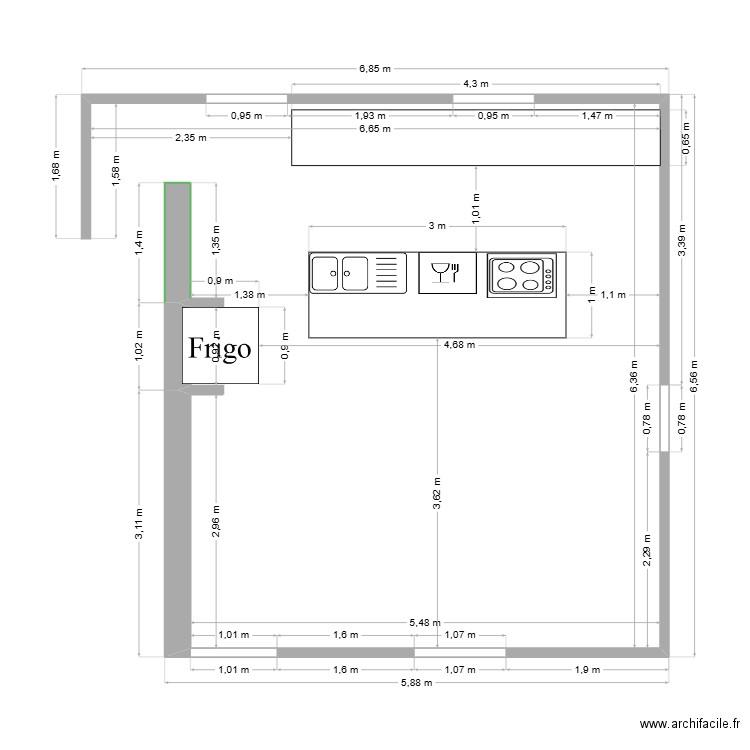 plan cuisine. Plan de 0 pièce et 0 m2