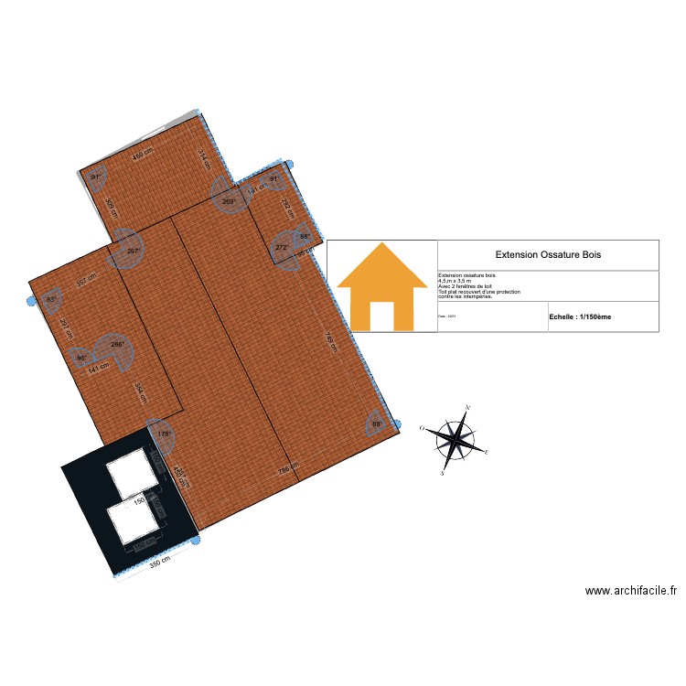 Plan toitureNO. Plan de 1 pièce et 102 m2