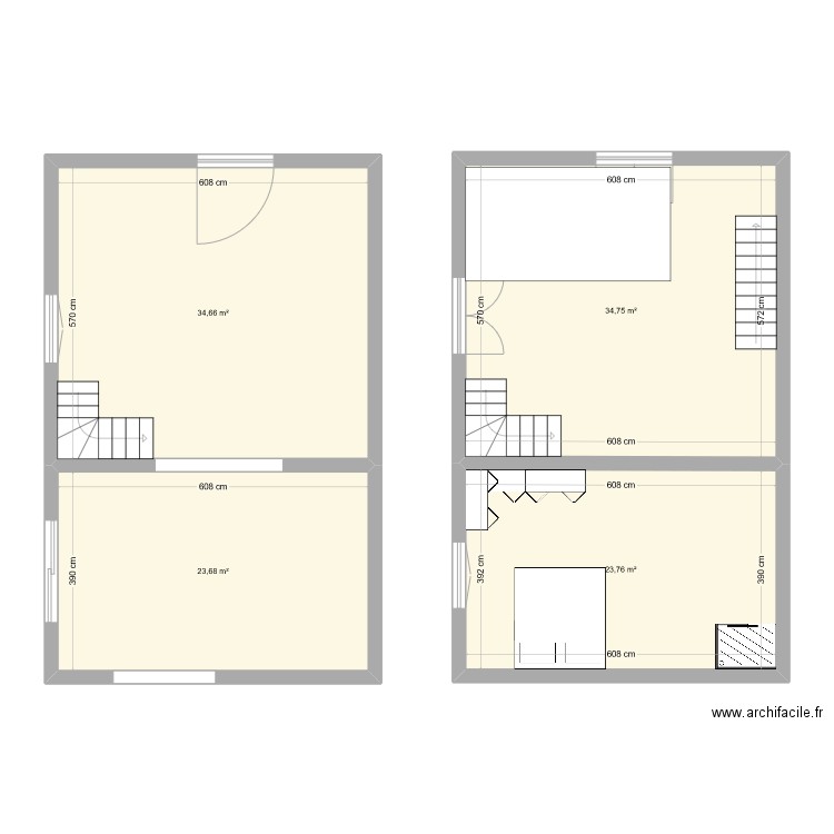 BOISSONNIERE. Plan de 4 pièces et 117 m2