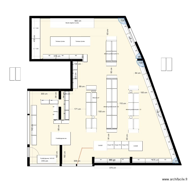 bagatelle entrée sortie. Plan de 1 pièce et 170 m2