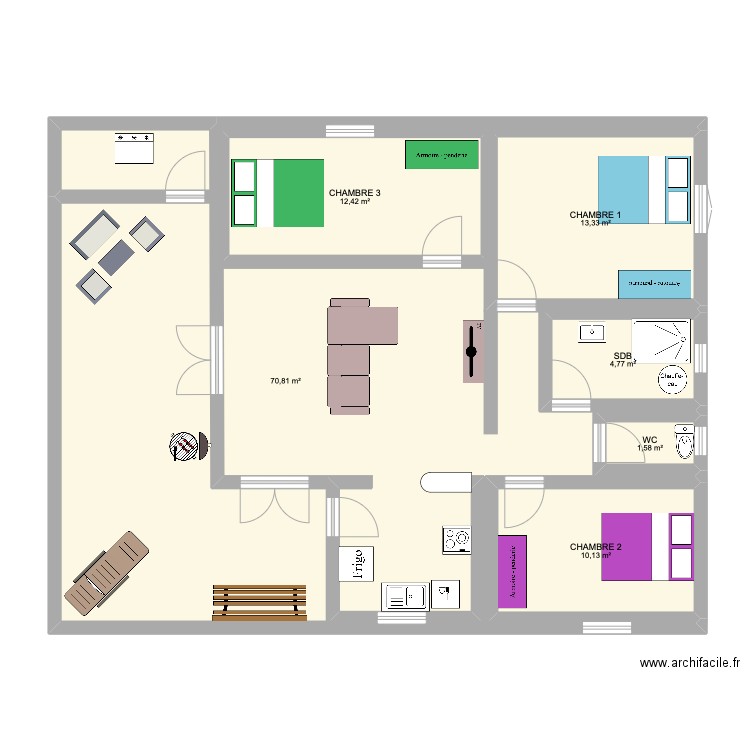 CAP  V3. Plan de 6 pièces et 129 m2