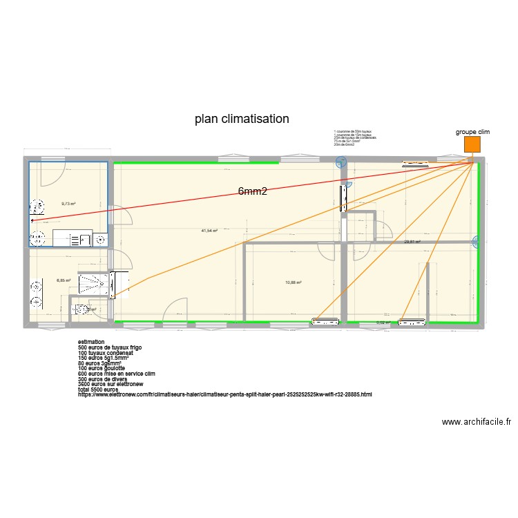 plan  maison derrière clim. Plan de 7 pièces et 100 m2