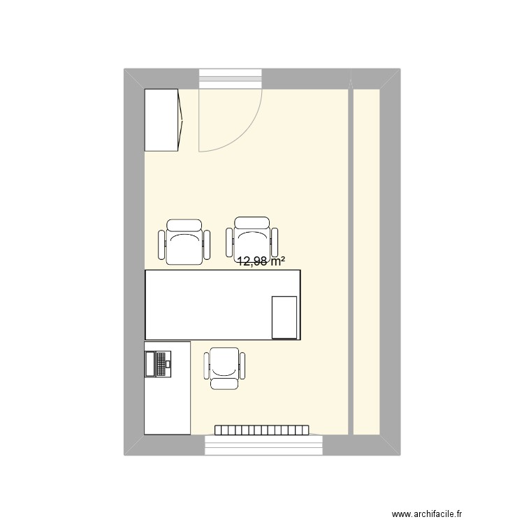 bureau. Plan de 1 pièce et 13 m2