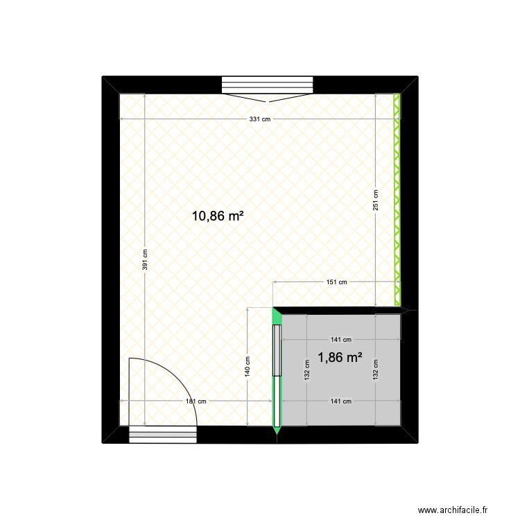 AMBROISE ZIADE  Maçonnerie. Plan de 2 pièces et 13 m2