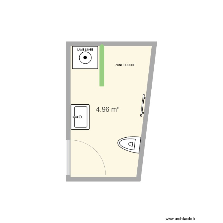 ROMMELAERE sdb. Plan de 1 pièce et 5 m2