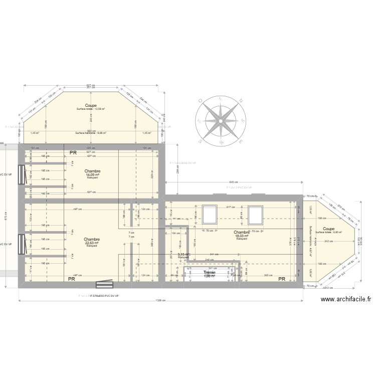 ML24015561. Plan de 15 pièces et 145 m2