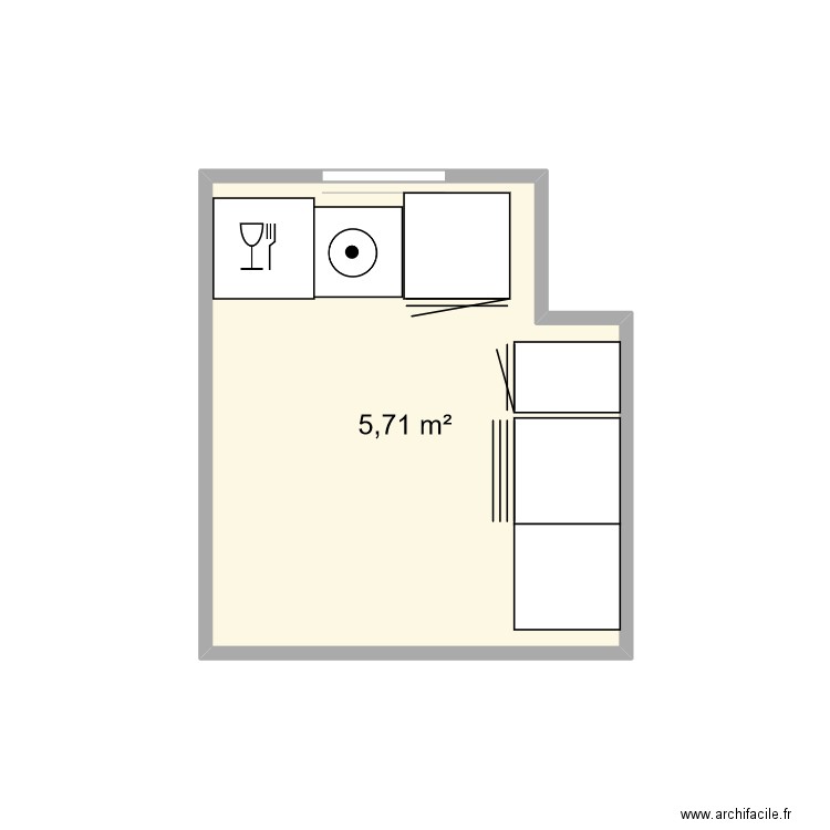 CUISINE. Plan de 1 pièce et 6 m2