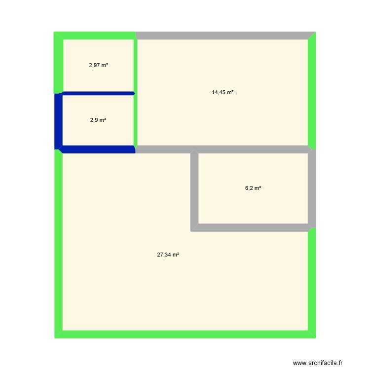 plan travaux. Plan de 5 pièces et 54 m2