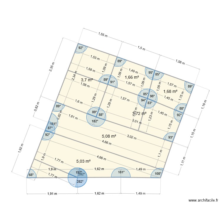 terasse. Plan de 6 pièces et 21 m2