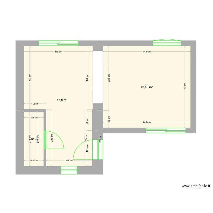 Archamps - Plan électrique/sanitaire. Plan de 3 pièces et 39 m2