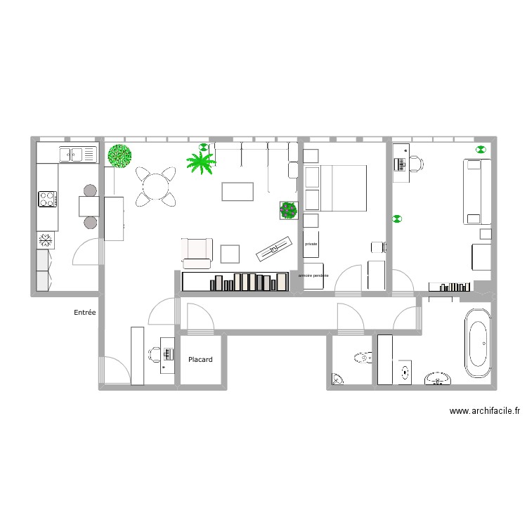 appart. Plan de 7 pièces et 51 m2