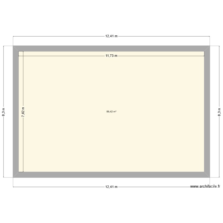 etage. Plan de 1 pièce et 89 m2