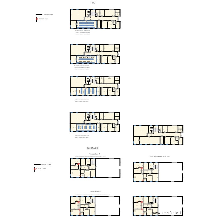 RDC bâtiment mouvement. Plan de 139 pièces et 2747 m2