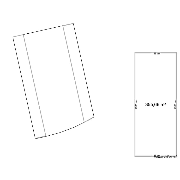 Plan vandière. Plan de 1 pièce et 356 m2