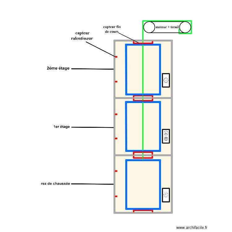 mont de charge . Plan de 22 pièces et 34 m2