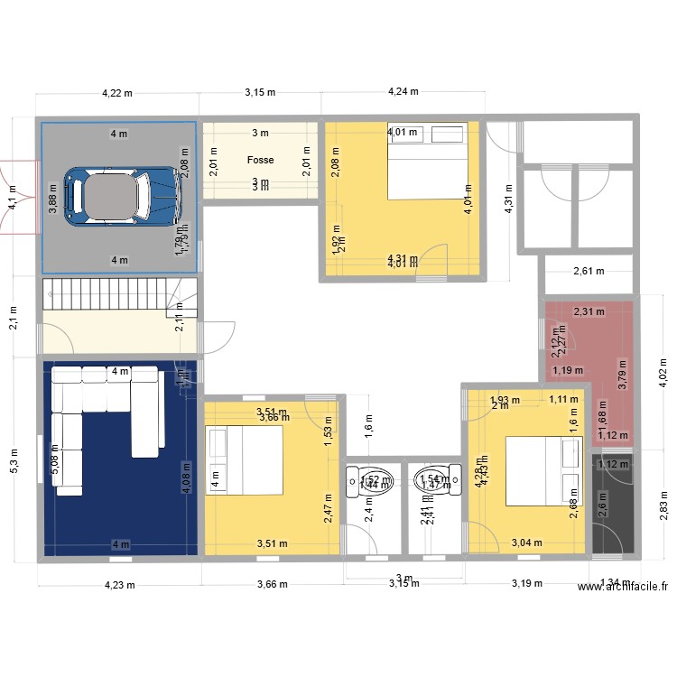 Plan Ayou1. Plan de 9 pièces et 102 m2