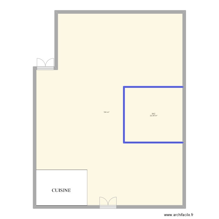 My center palavas. Plan de 2 pièces et 186 m2