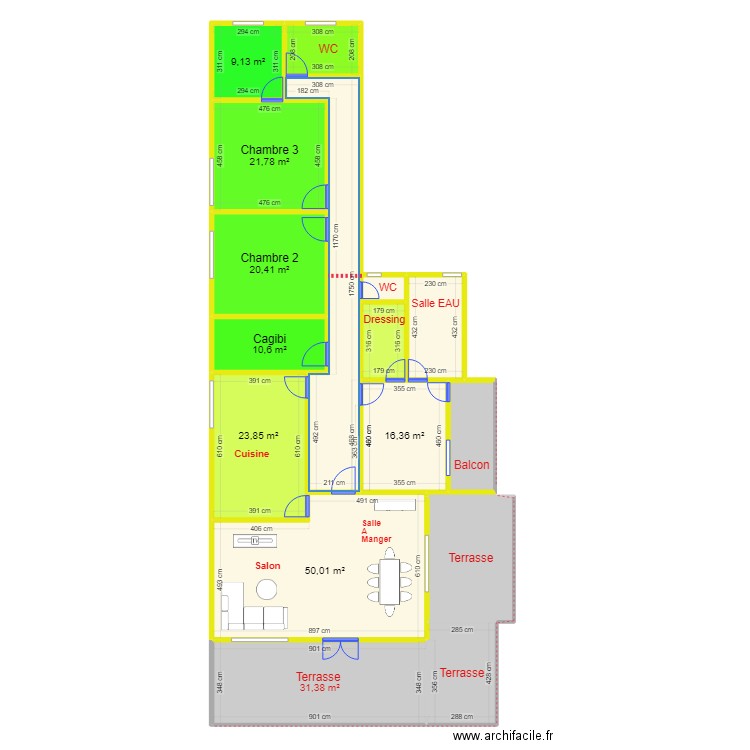 Iconi. Plan de 16 pièces et 275 m2