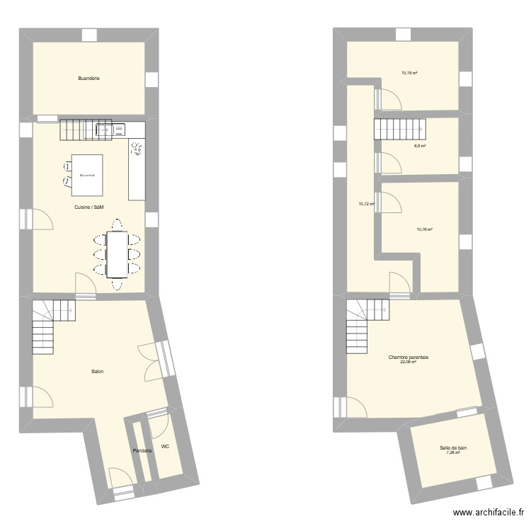 Pauline. Plan de 11 pièces et 138 m2