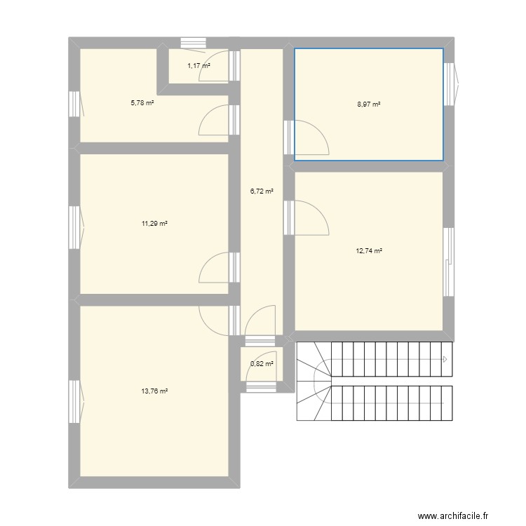 Appartement manouvrier CH Guéret. Plan de 8 pièces et 61 m2