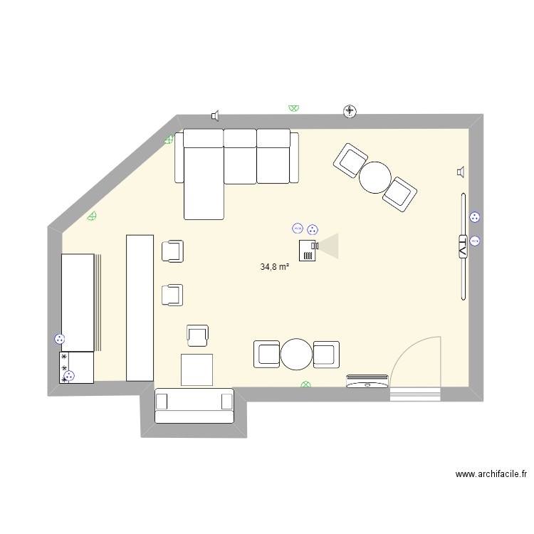 Salle -1 MENTON. Plan de 1 pièce et 35 m2