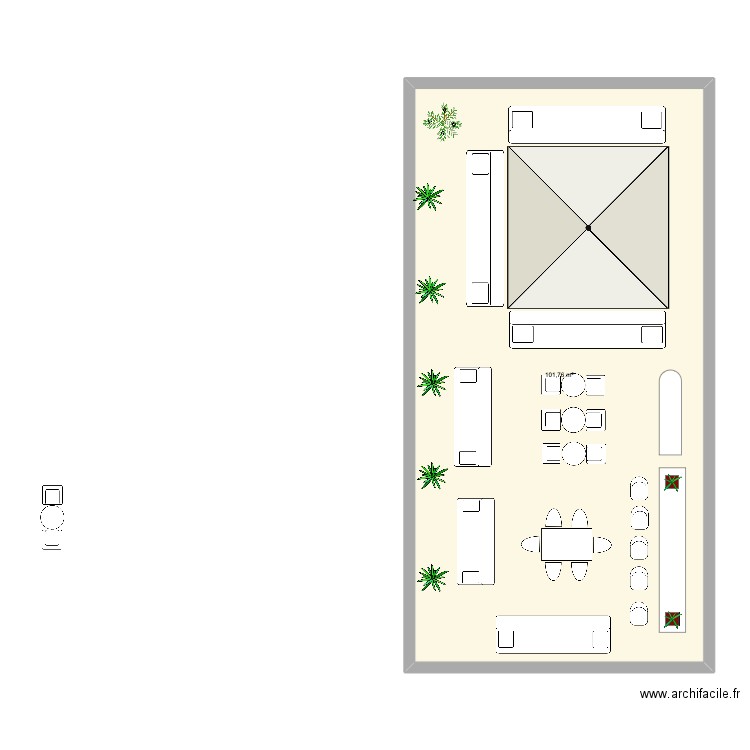 Rooftop amenagement. Plan de 1 pièce et 102 m2