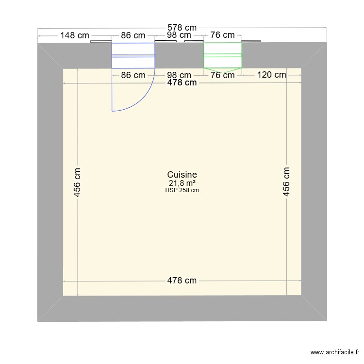 lucie originale. Plan de 1 pièce et 22 m2