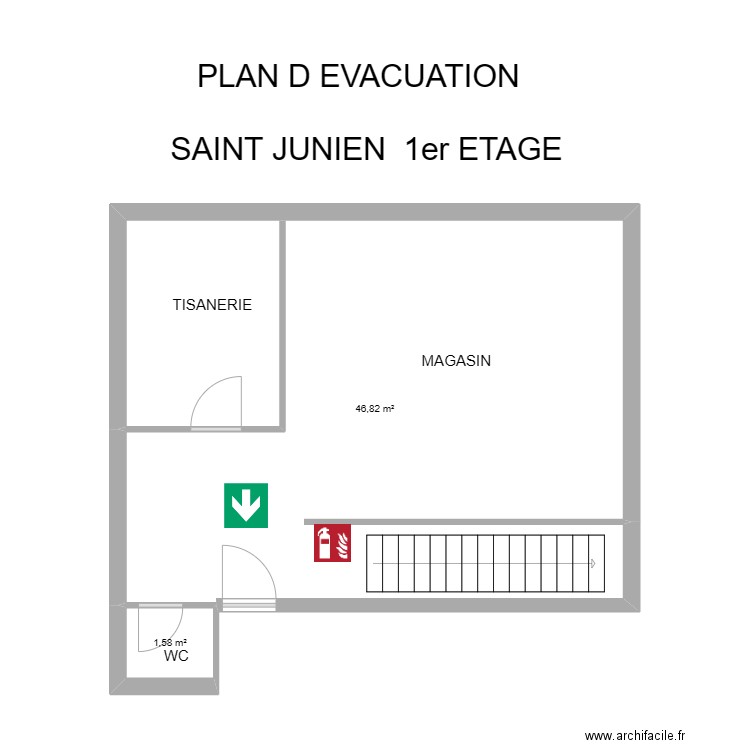 87 SAINT JUNIEN 1er étage. Plan de 2 pièces et 48 m2