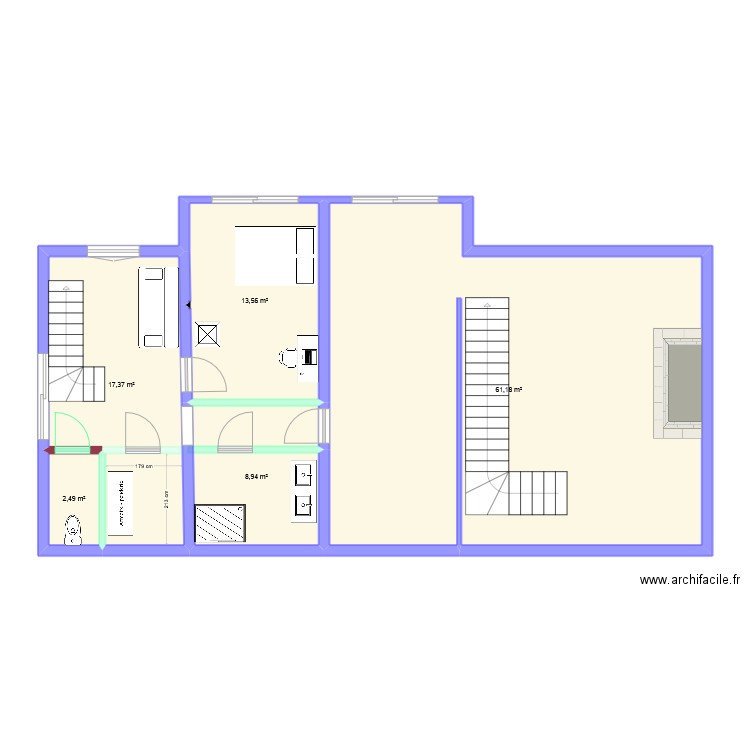 SalleboeuF ETG. Plan de 5 pièces et 104 m2