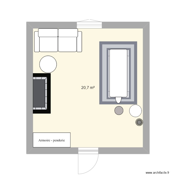 plan de bureau lyons. Plan de 1 pièce et 21 m2