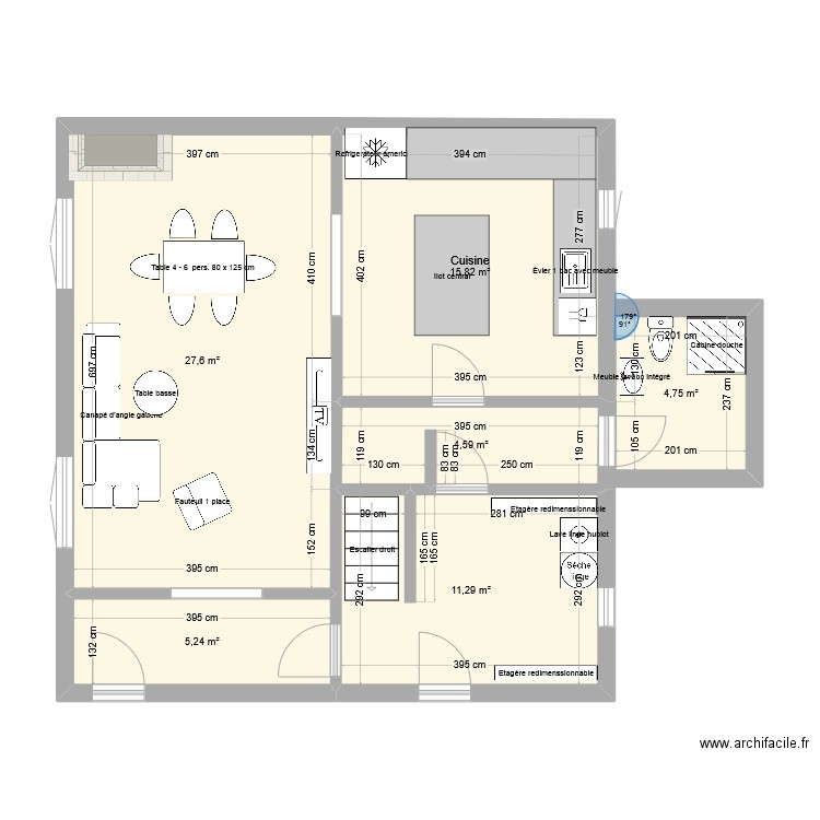 Maison Melo. Plan de 6 pièces et 69 m2