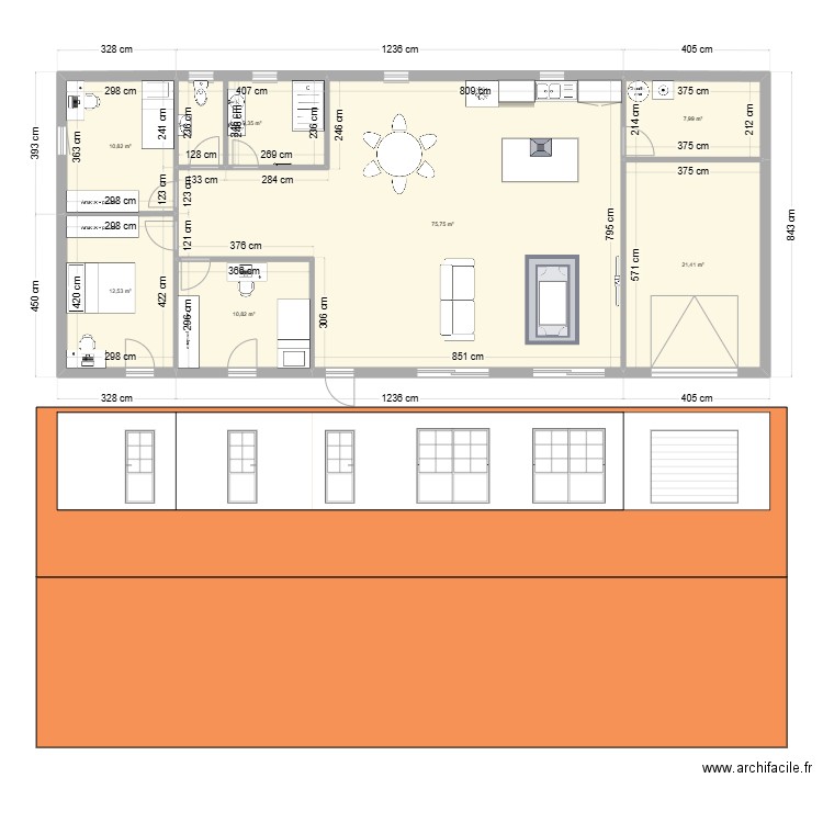 Maison 3 chambres Cauna. Plan de 7 pièces et 149 m2