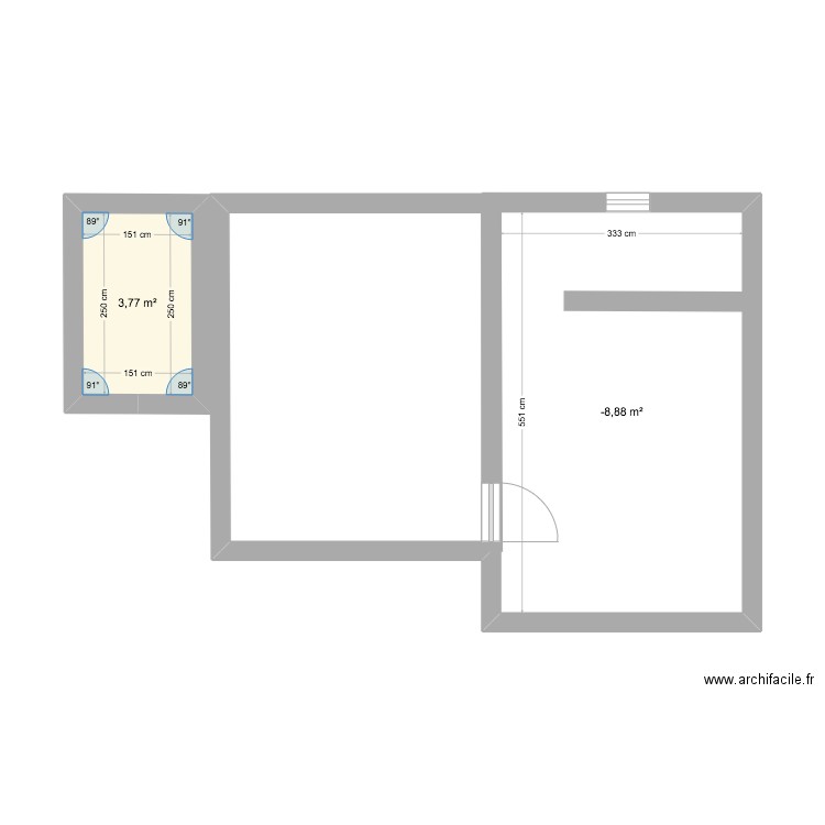 PLAN ANGE. Plan de 2 pièces et 22 m2