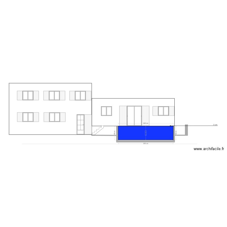 Plan de coupe facade sud. Plan de 0 pièce et 0 m2