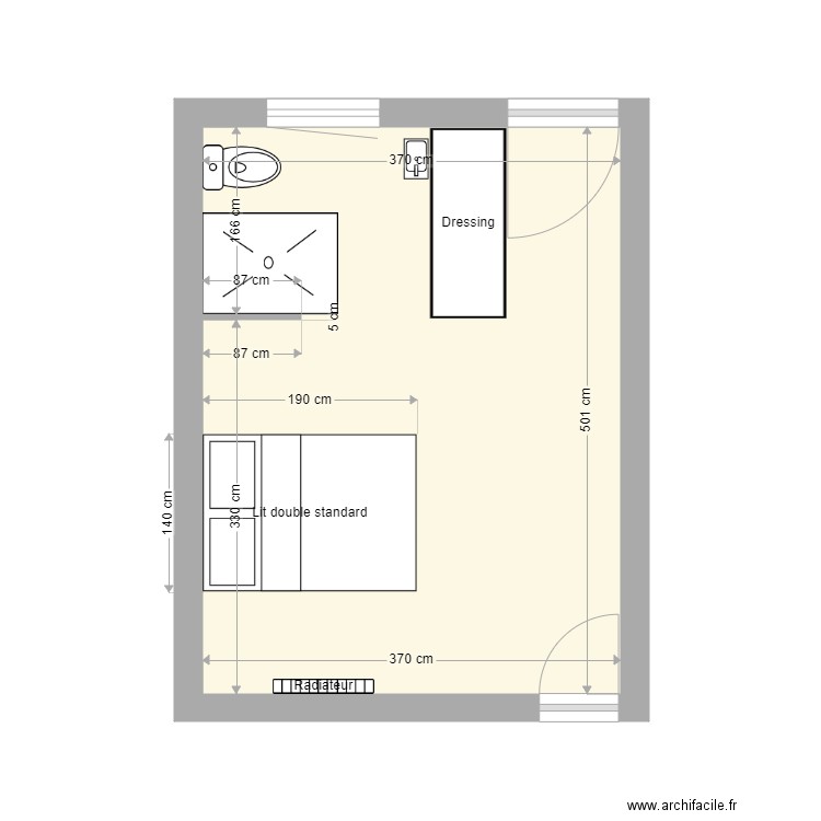 hhh. Plan de 1 pièce et 18 m2