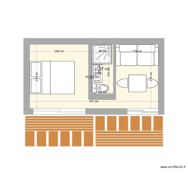 STUDIO V2. Plan de 2 pièces et 15 m2