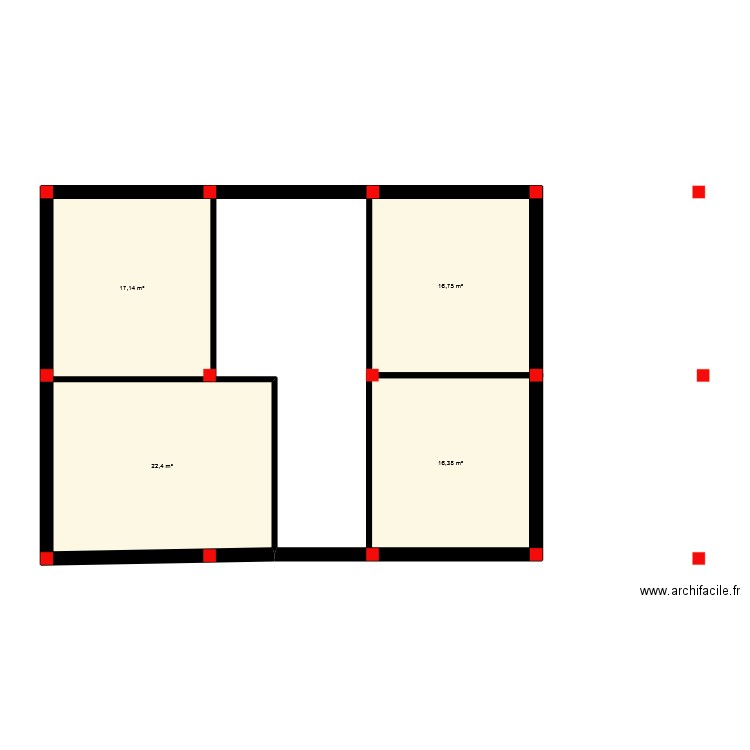 2 eme plan haut. Plan de 4 pièces et 73 m2