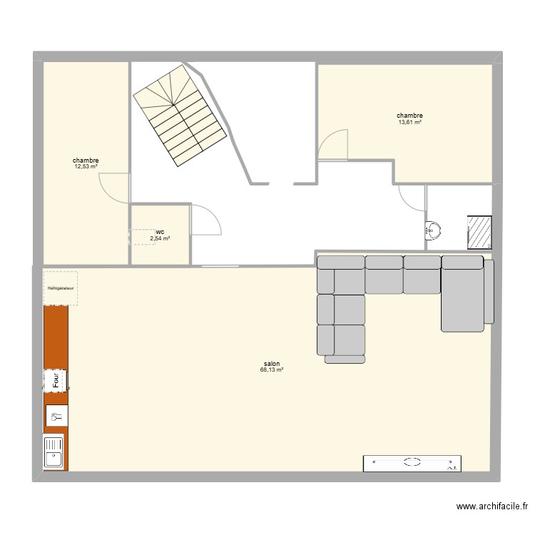 ccnn. Plan de 4 pièces et 97 m2