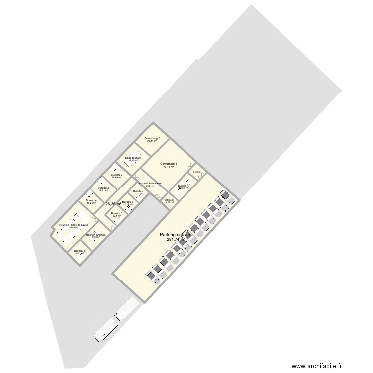 Aménagement APF. Plan de 18 pièces et 691 m2