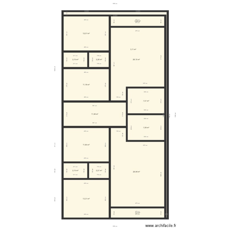 Cardo r1 lenine. Plan de 16 pièces et 150 m2