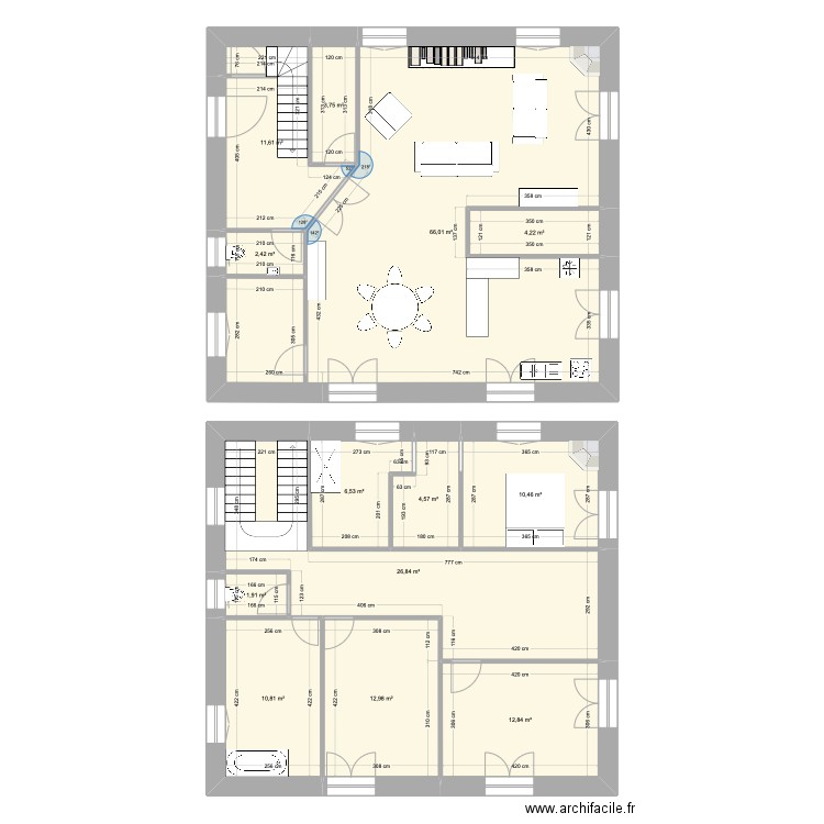 GIRETTE RDC. Plan de 13 pièces et 175 m2