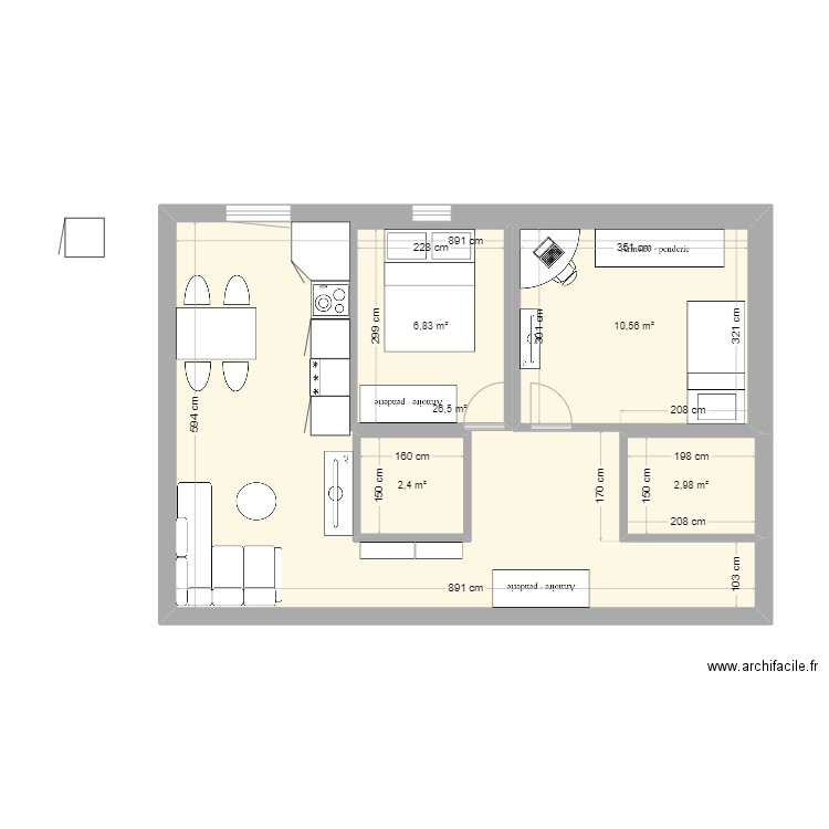 ATTAINVILLE. Plan de 5 pièces et 72 m2