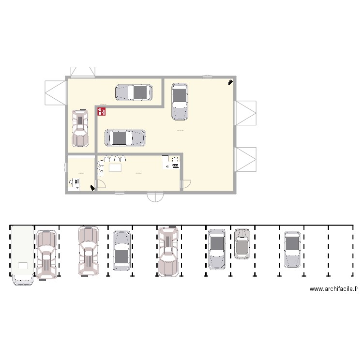 Garage de reve . Plan de 4 pièces et 177 m2