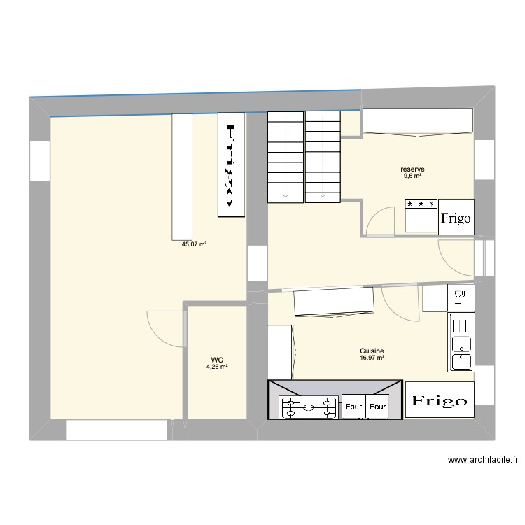 auberge1. Plan de 4 pièces et 76 m2