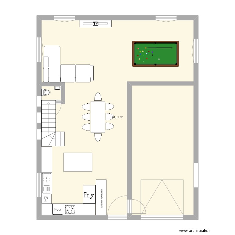 Maison n1. Plan de 1 pièce et 91 m2