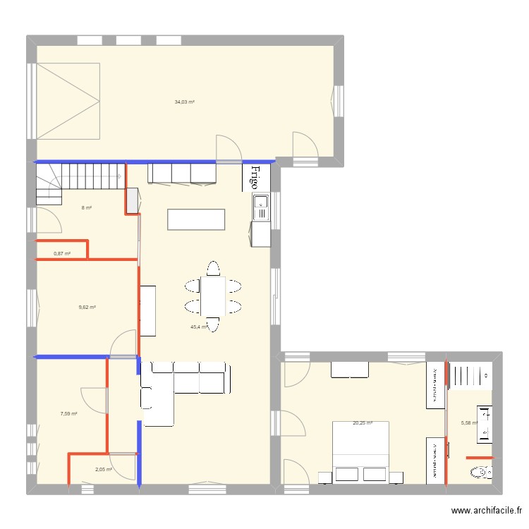 Maison 2. Plan de 9 pièces et 133 m2